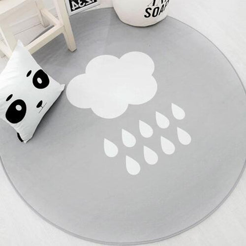 Nordic White Cloud Printed Soft Carpets Anti-Slip Rug Lovely Cartoon Computer Chair Mat Floor Mat Round Home Kids Room Rugs