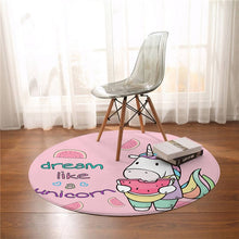Load image into Gallery viewer, BeddingOutlet Lovely Unicorn Round Carpet Cartoon Kids Play Mat Area Rugs Floral Star Floor Mat For Girls Bedroom alfombra