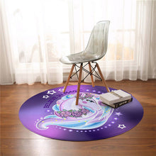 Load image into Gallery viewer, BeddingOutlet Lovely Unicorn Round Carpet Cartoon Kids Play Mat Area Rugs Floral Star Floor Mat For Girls Bedroom alfombra