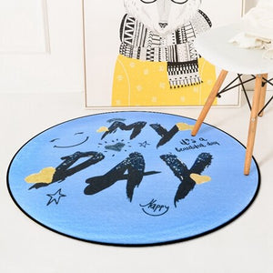 Nordic Cute Cartoon Round Carpets For Living Room Bedroom Chair Area Carpet Rug Children Room Play Tent Kids Soft Floor Mat Rugs