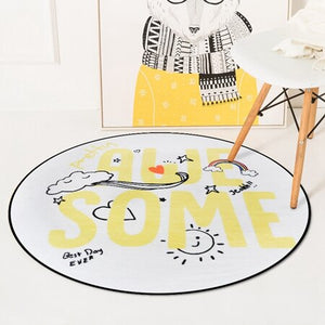 Nordic Cute Cartoon Round Carpets For Living Room Bedroom Chair Area Carpet Rug Children Room Play Tent Kids Soft Floor Mat Rugs