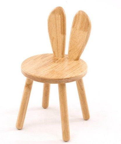 Solid Wood Small Bench Wooden Stool Children Study Chair Baby girl Dining Chair 28*28*49cm kids boys Rabbit Ears Stool C139